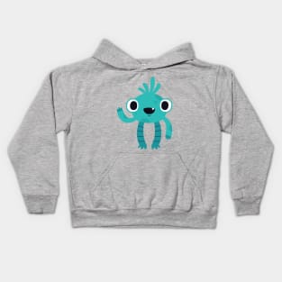 Blue big-eyed monster Kids Hoodie